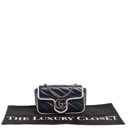 مملوكة مسبقًا Gucci White/Blue Quilt Leather Mini GG Torchon Shoulder Bag