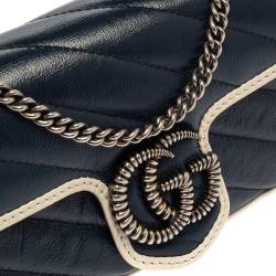 مملوكة مسبقًا Gucci White/Blue Quilt Leather Mini GG Torchon Shoulder Bag