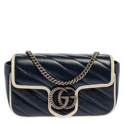 مملوكة مسبقًا Gucci White/Blue Quilt Leather Mini GG Torchon Shoulder Bag