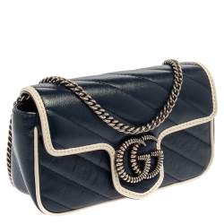 مملوكة مسبقًا Gucci White/Blue Quilt Leather Mini GG Torchon Shoulder Bag