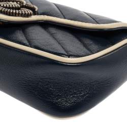 مملوكة مسبقًا Gucci White/Blue Quilt Leather Mini GG Torchon Shoulder Bag