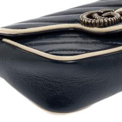 مملوكة مسبقًا Gucci White/Blue Quilt Leather Mini GG Torchon Shoulder Bag