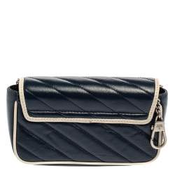 مملوكة مسبقًا Gucci White/Blue Quilt Leather Mini GG Torchon Shoulder Bag
