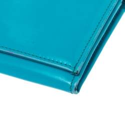  Gucci Light Blue Patent Leather Interlocking G Crystal Continental Wallet