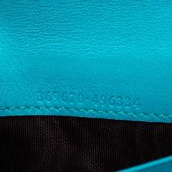  Gucci Light Blue Patent Leather Interlocking G Crystal Continental Wallet