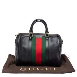مملوكة مسبقًا Gucci Black Leather Medium Vintage Web Joy Boston Bag