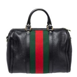 مملوكة مسبقًا Gucci Black Leather Medium Vintage Web Joy Boston Bag