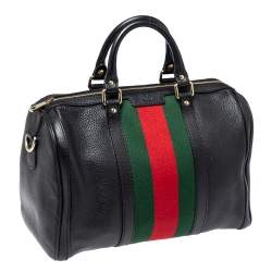مملوكة مسبقًا Gucci Black Leather Medium Vintage Web Joy Boston Bag