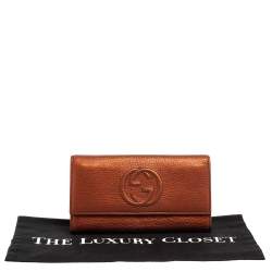 Pre Owned محفظة غوتشي سوهو كونتينينتال جلد نحاسي ميتاليك 