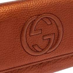 Pre Owned محفظة غوتشي سوهو كونتينينتال جلد نحاسي ميتاليك 