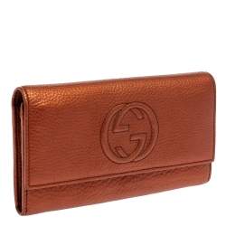 Pre Owned محفظة غوتشي سوهو كونتينينتال جلد نحاسي ميتاليك 