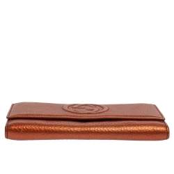 Pre Owned محفظة غوتشي سوهو كونتينينتال جلد نحاسي ميتاليك 