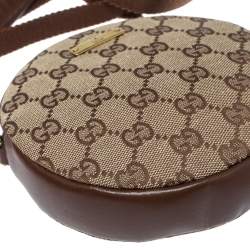 Gucci Beige/Brown GG Canvas and Leather Vintage Round Crossbody Bag