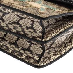 Pre Owned حقيبة كتف غوتشي أن واي يانكيز ديونسوس صغيرة جلد ثعبان وكانفاس سوبريم جي جي مطرزة بيج