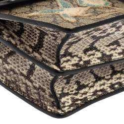 Pre Owned حقيبة كتف غوتشي أن واي يانكيز ديونسوس صغيرة جلد ثعبان وكانفاس سوبريم جي جي مطرزة بيج