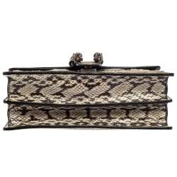 Pre Owned حقيبة كتف غوتشي أن واي يانكيز ديونسوس صغيرة جلد ثعبان وكانفاس سوبريم جي جي مطرزة بيج