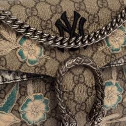 Pre Owned حقيبة كتف غوتشي أن واي يانكيز ديونسوس صغيرة جلد ثعبان وكانفاس سوبريم جي جي مطرزة بيج