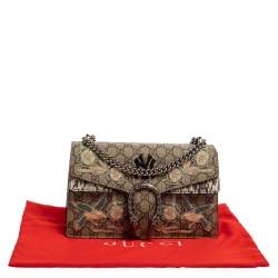 Pre Owned حقيبة كتف غوتشي أن واي يانكيز ديونسوس صغيرة جلد ثعبان وكانفاس سوبريم جي جي مطرزة بيج