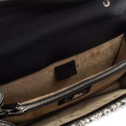 Pre Owned حقيبة كتف غوتشي أن واي يانكيز ديونسوس صغيرة جلد ثعبان وكانفاس سوبريم جي جي مطرزة بيج