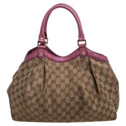 Gucci Pink GG Canvas and Leather Medium Sukey Tote