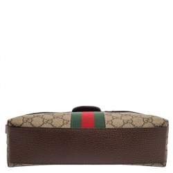 Pre Owned Gucci Beige/Brown GG Supreme Canvas and Leather Ophidia Crossbody Bag