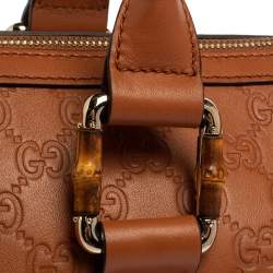 Gucci Caramel Brown Guccissima Leather Bamboo Bar Tote