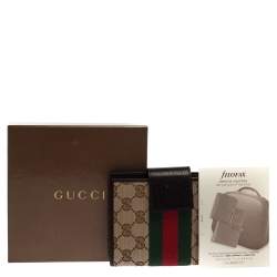 Pre Owned Gucci Beige GG Canvas and Leather Web Agenda Planner