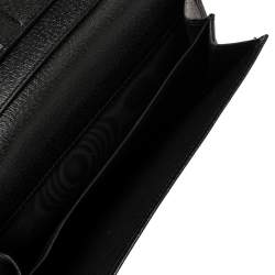 Pre Owned Gucci Black GG Canvas and Leather Logo Metal Plate Continental Wallet