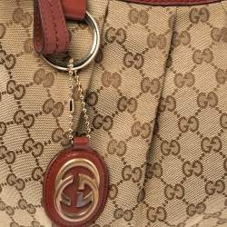 مملوكة مسبقًا Gucci Beige/Red GG Canvas and Leather Medium Sukey Hobo