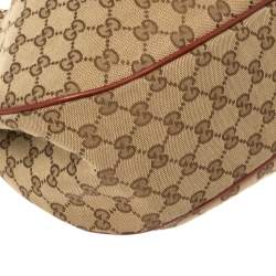 مملوكة مسبقًا Gucci Beige/Red GG Canvas and Leather Medium Sukey Hobo