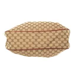 مملوكة مسبقًا Gucci Beige/Red GG Canvas and Leather Medium Sukey Hobo