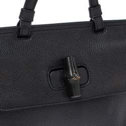 مملوكة مسبقًا حقيبة غوتشي يد علوية ديلي بامبو جلد صغيرة سوداء