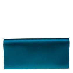 Pre Owned حقيبة كلتش غوتشى  برودواى جى متشابك زخرفة كريستال ساتان زرقاء 