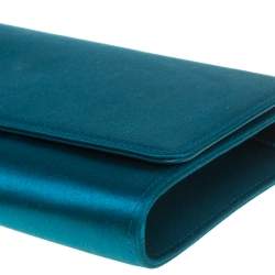 Pre Owned حقيبة كلتش غوتشى برودواى جى متشابك زخرفة كريستال ساتان زرقاء 