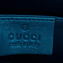 Pre Owned حقيبة كلتش غوتشى برودواى جى متشابك زخرفة كريستال ساتان زرقاء 