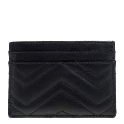 مملوكة مسبقًا Gucci Black Leather GG Marmont Card Holder