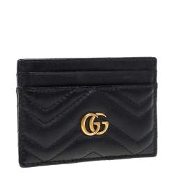 مملوكة مسبقًا Gucci Black Leather GG Marmont Card Holder