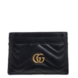 مملوكة مسبقًا Gucci Black Leather GG Marmont Card Holder