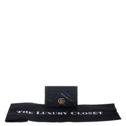 مملوكة مسبقًا Gucci Black Leather GG Marmont Card Holder