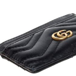مملوكة مسبقًا Gucci Black Leather GG Marmont Card Holder