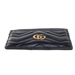 مملوكة مسبقًا Gucci Black Leather GG Marmont Card Holder