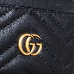 مملوكة مسبقًا Gucci Black Leather GG Marmont Card Holder
