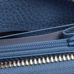 Gucci Blue Leather Interlocking G Zip Around Wallet
