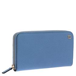 Gucci Blue Leather Interlocking G Zip Around Wallet