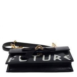 Pre Owned Gucci Black Leather Future Bow Top Handle Bag