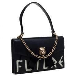Pre Owned Gucci Black Leather Future Bow Top Handle Bag