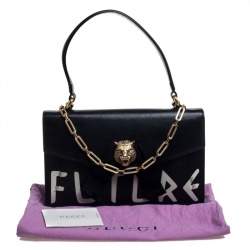 Pre Owned Gucci Black Leather Future Bow Top Handle Bag