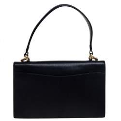 Pre Owned Gucci Black Leather Future Bow Top Handle Bag