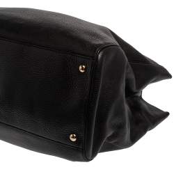 Pre Owned حقيبة يد شوبر غوتشي جلد سوداء كبيرة بيد بامبو