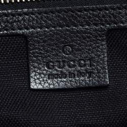 Pre Owned حقيبة يد شوبر غوتشي جلد سوداء كبيرة بيد بامبو